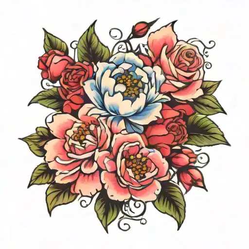 Cherry Blossom Rose Peony Larkspur