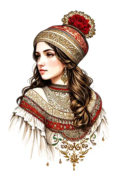 Russian Girl In A Kokoshnik