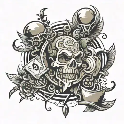 A Tattoo Design Incorporating Thrashing Elements With A Money Motif