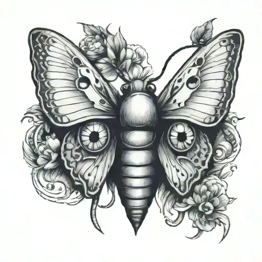 A Moth With Two Human Eyes Beside The Head