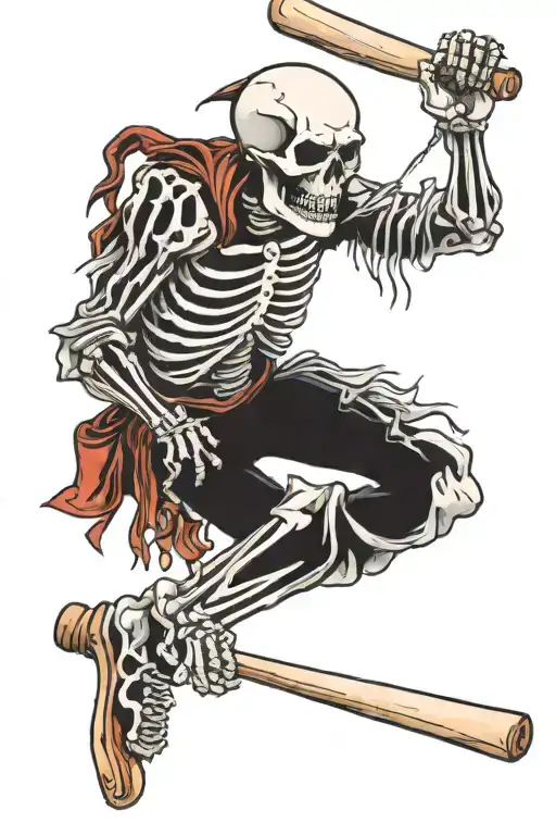 Skeleton Playing Baseball