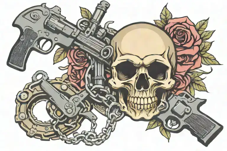 Skull Handcuffs Gun Badge Incorporated
