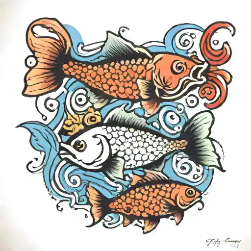 Three Fish Swimming Gracefully