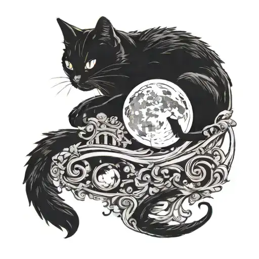 Black Cat With A Moon But Make It Gothic