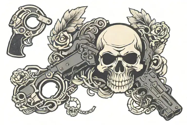 Skull Handcuffs Gun Badge Incorporated