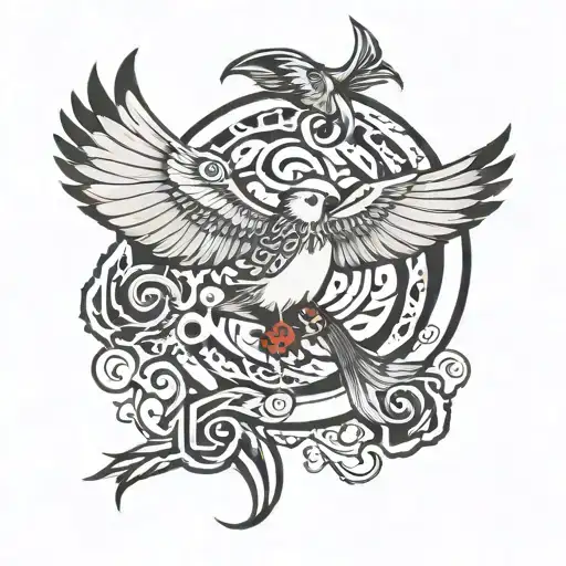 A Reb Bird Flying Through The Word Fairh