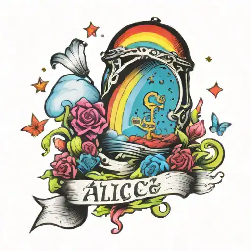 Rainbow With Alice Writing Hidden Inside