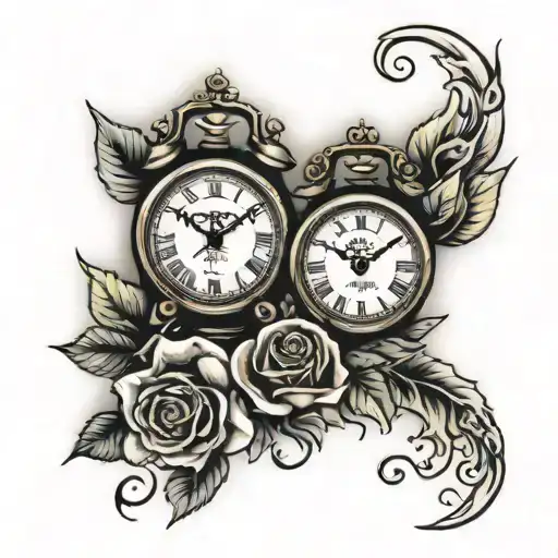 Till We Meet Again With Clock And Roses Intertwined