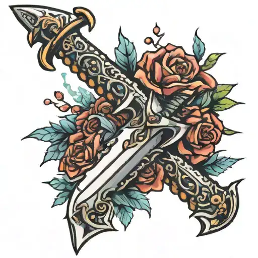 Broad Sword With Flowers