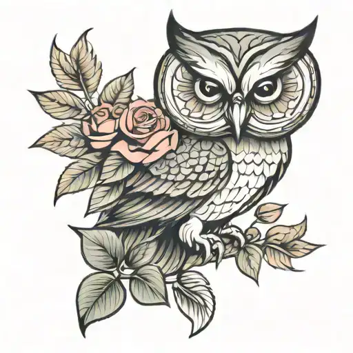 Owl With Rose