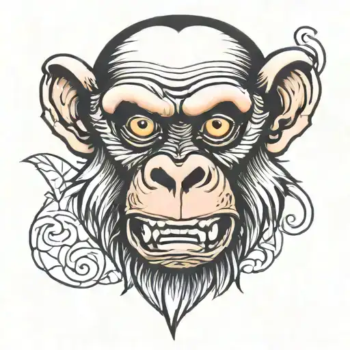 Angry Monkey With Scars