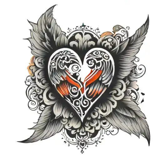 Half Angel Wing Half Heart