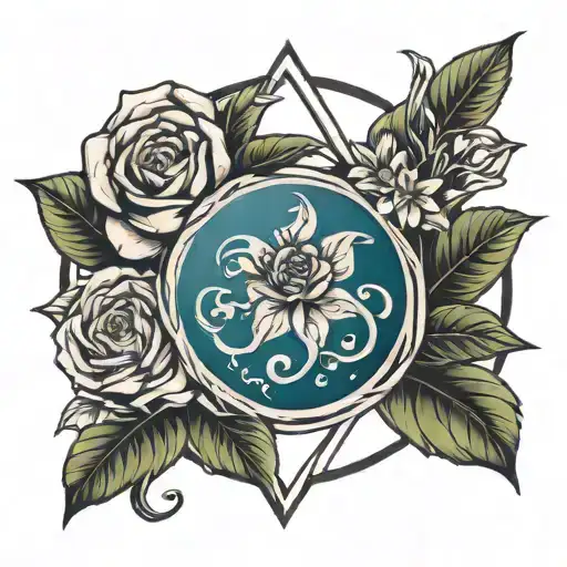 Earth Symbol Intertwined With Flowers