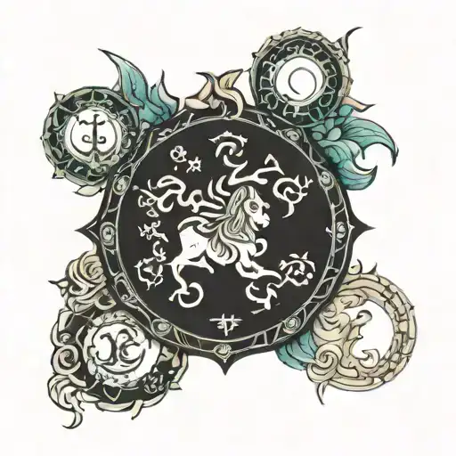 Manadala Style Zodiac Line Work