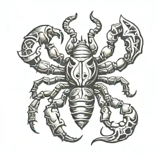 Black And White Horoscope Scorpion With A Massive Heart