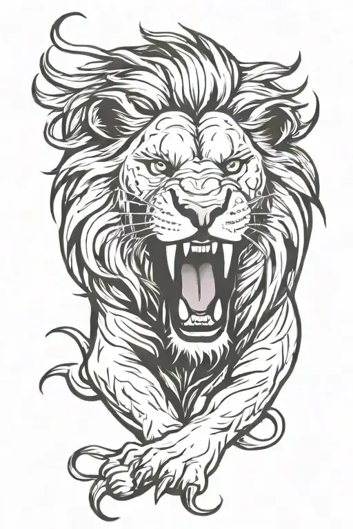 Lion Roaring Fiercely