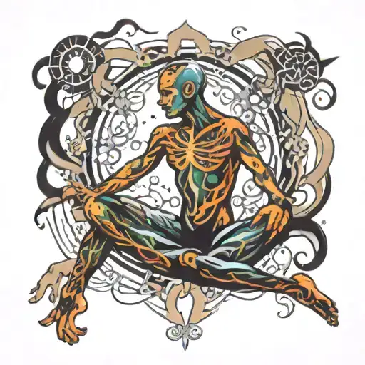 Aura Person Floating Surrounding Them With The Breath Symbol Intertwined