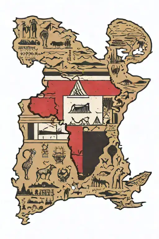 Egyptian Flag Inside The Outline Of Africa Continent