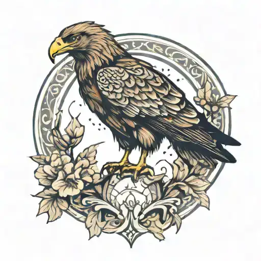 Lesser Spotted Eagle Perched On Top