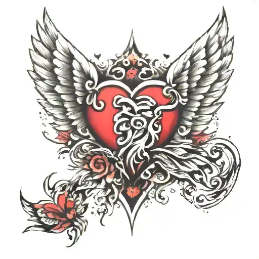 Half Angel Wing Half Heart