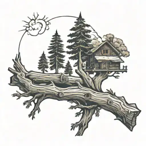 Trees And Logs Trees In The Background