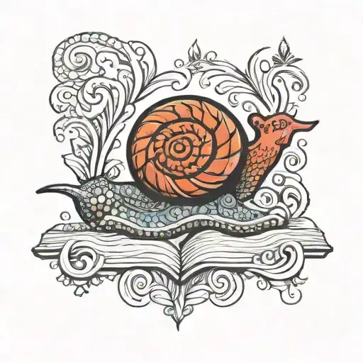 Snail With Ethnic Pattern On The Book