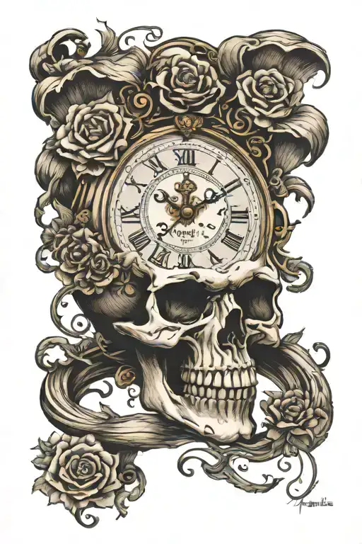 Skull Clock Lamp Tempus Fugit Memento Mori