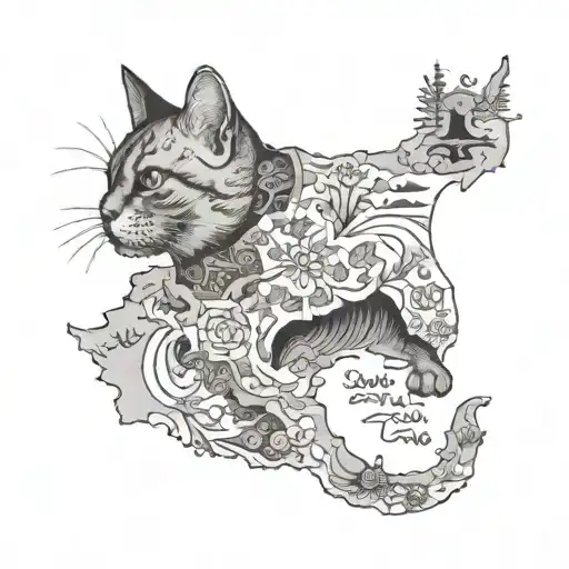 Map Of Iran And The Cat