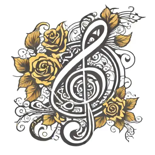 Music Cleff With Cursive N Letter