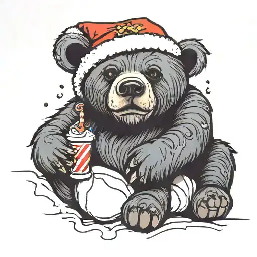 Teady Bear With Santa Beard Sitting Alone