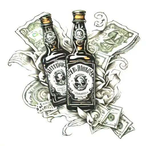 Jack Daniels Number 7 With Piler Chips And Money