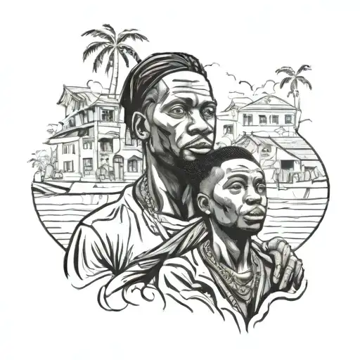 Father And Son Haitian Background Street