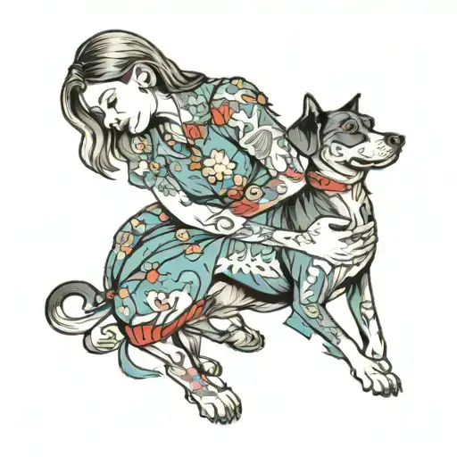 Girl With Dog Playing
