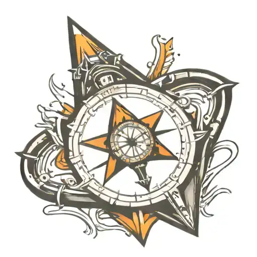 Flint Arrowhead With Compass