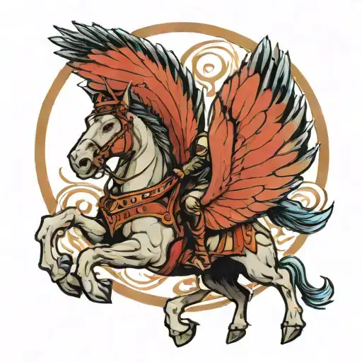 Spartan Soldier And Pegasus