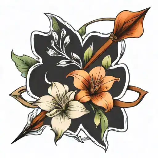 Lily Flower Within Bold Bow And Arrow