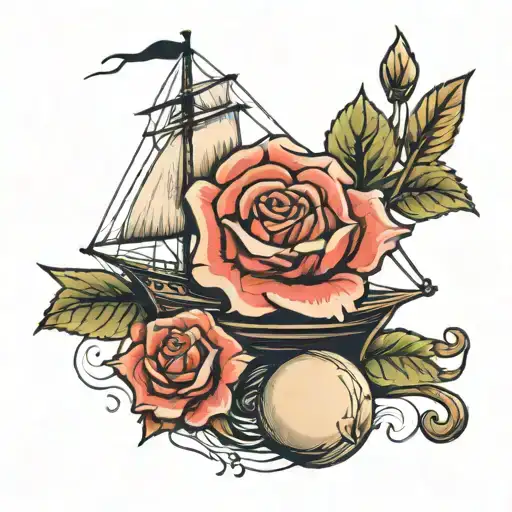 Sewing Needle Sailing Ship Rose