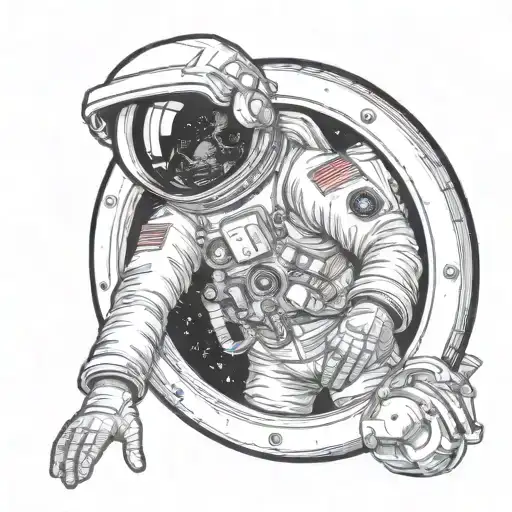 Canadian Astronaut Looking Into Porthole More Stars