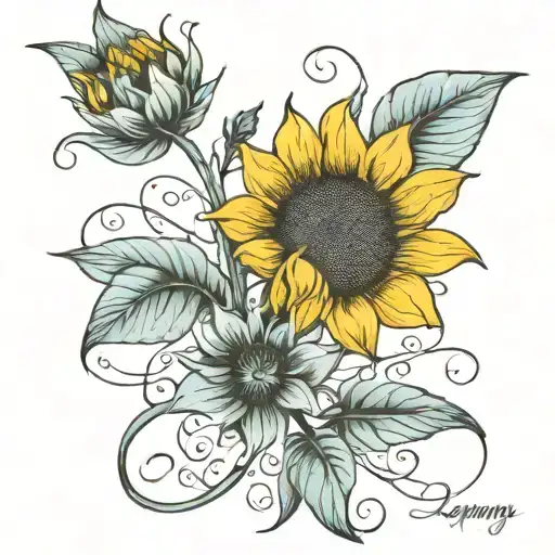Paige And Jeremy In Cursive For A Stem Of A Sunflower