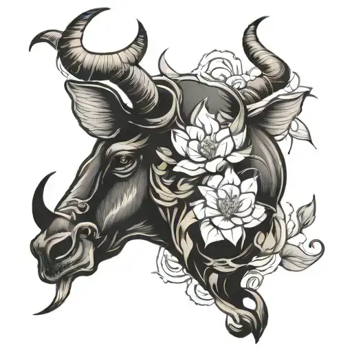 Taurus And Lotus Flower