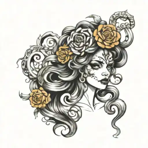 Catrina Medusa Sleeve Tattoo Design