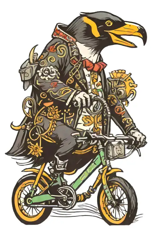 Penguin Riding Bike