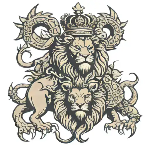 Scorpion And Lion Wearing A Crown