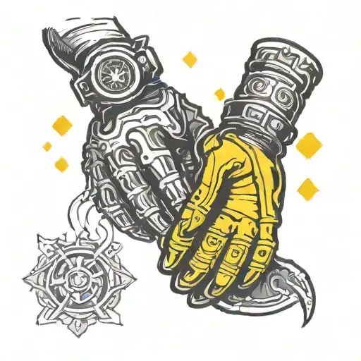 Soul Brother Handshake With Black Firefighter Gloves With Yellow Highlights