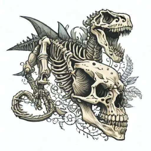 Realistic Dinosaur Skeleton With Nordic Paterns