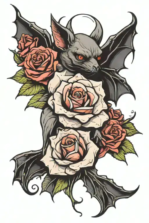 Gothhic Bat With A Rose