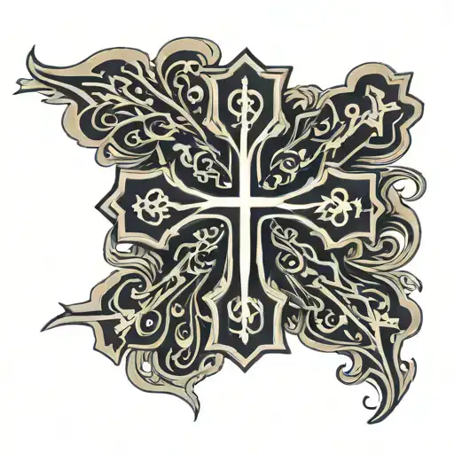 Orthodox Cross With The Outline Being Arabic Writing