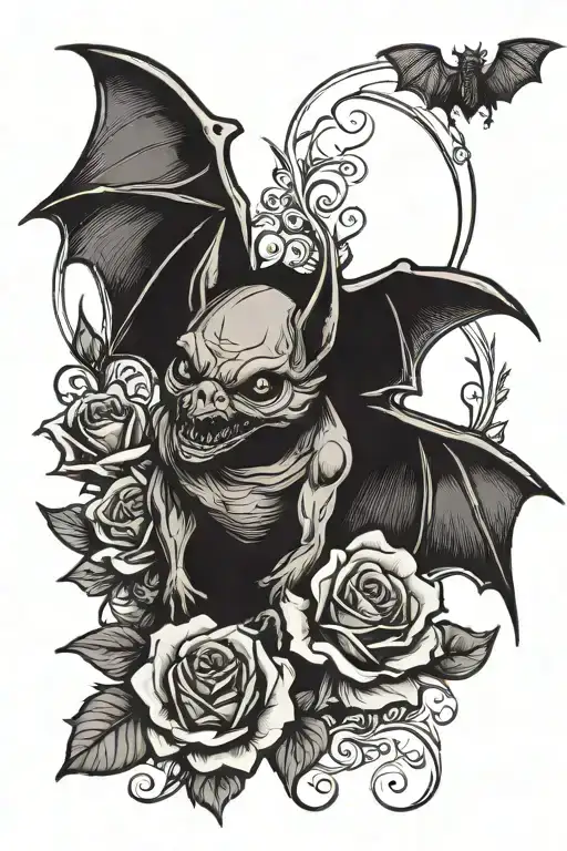 Gothhic Bat With A Rose