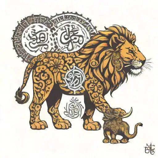 Lion Elephant And Bachalakuri And Om And Quran Verse