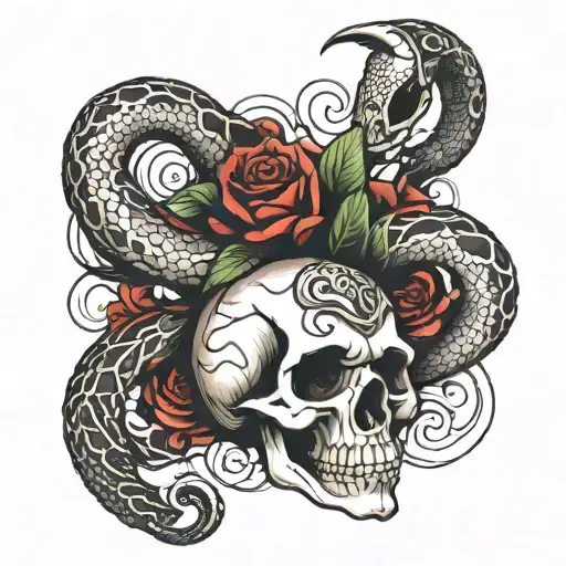 Skull With Snake